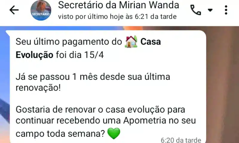 Renovação do plano